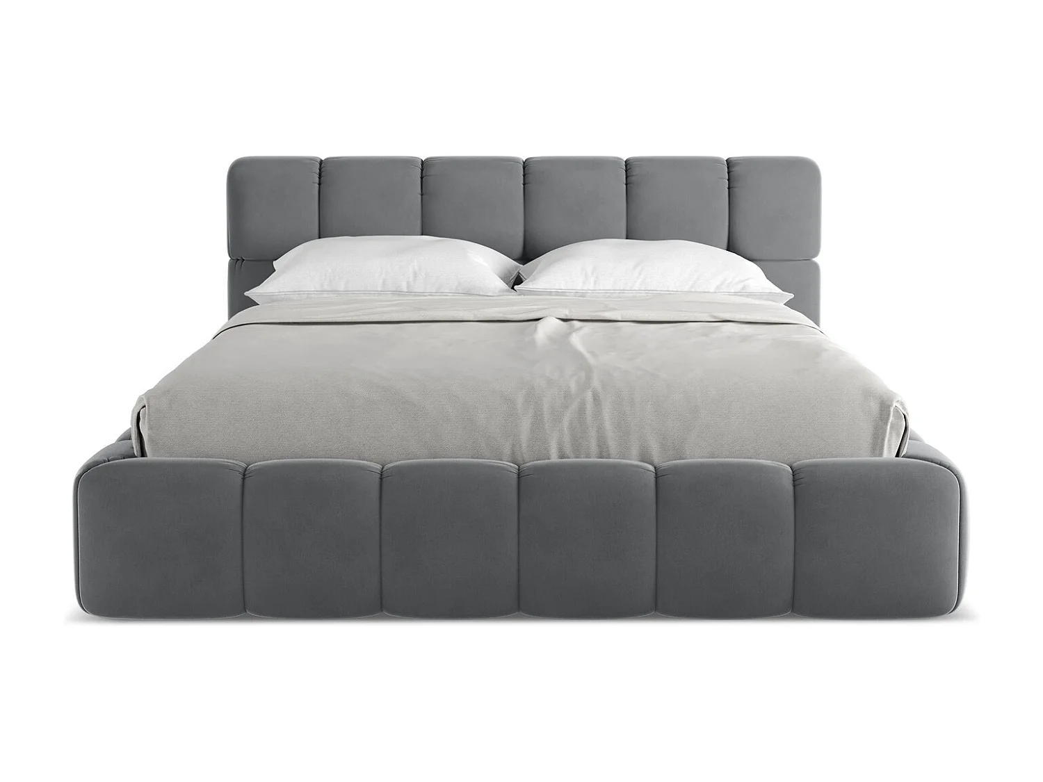 Bett mit Bettkasten - 180 x 228 - Samt - Stahl - NALU