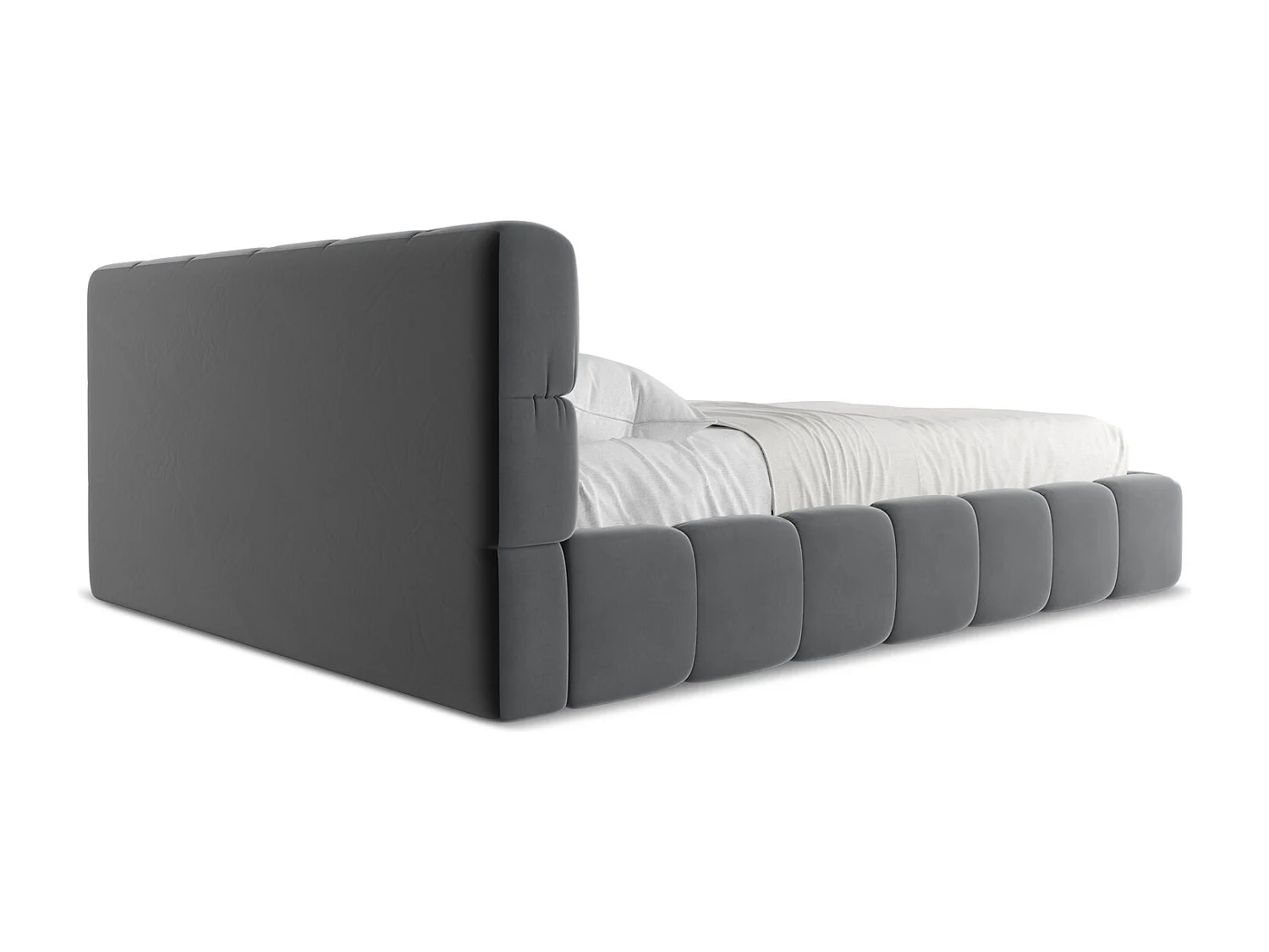 Bett mit Bettkasten - 180 x 228 - Samt - Stahl - NALU