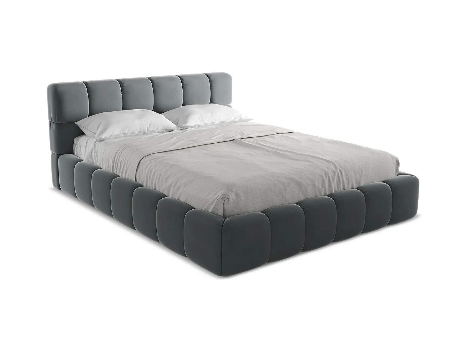 Bett mit Bettkasten - 180 x 228 - Samt - Stahl - NALU