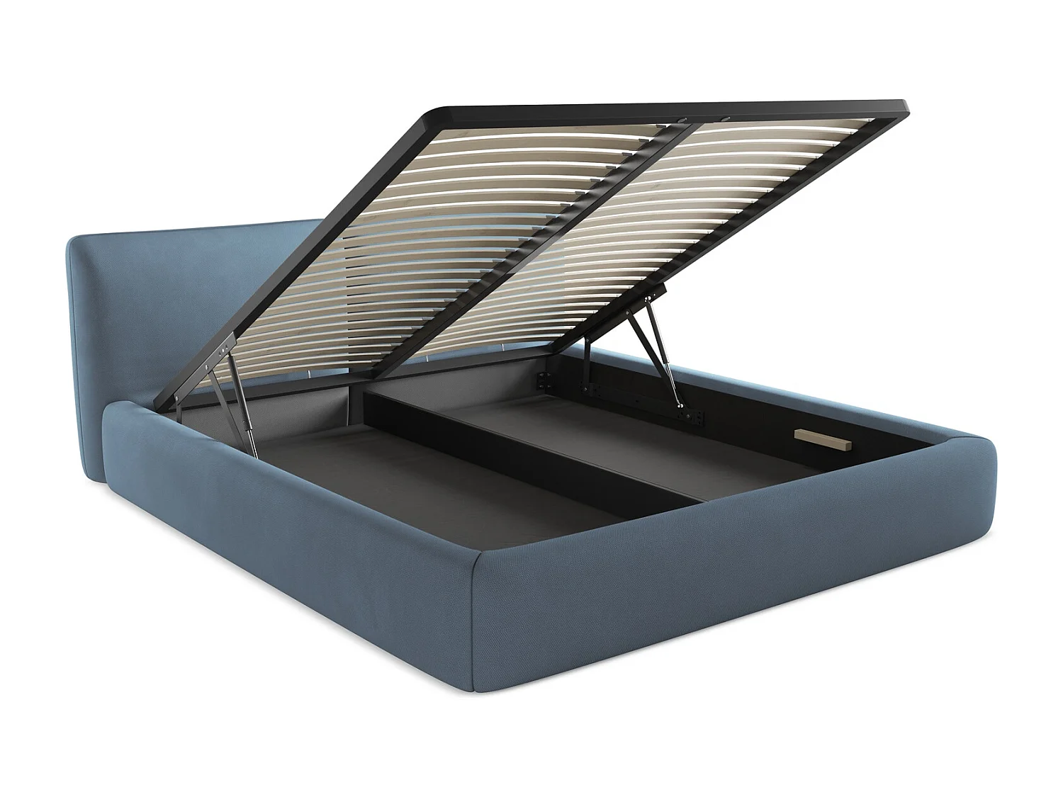 Lit coffre en tissu chenille 180 x 200 - gris clair - HOKU