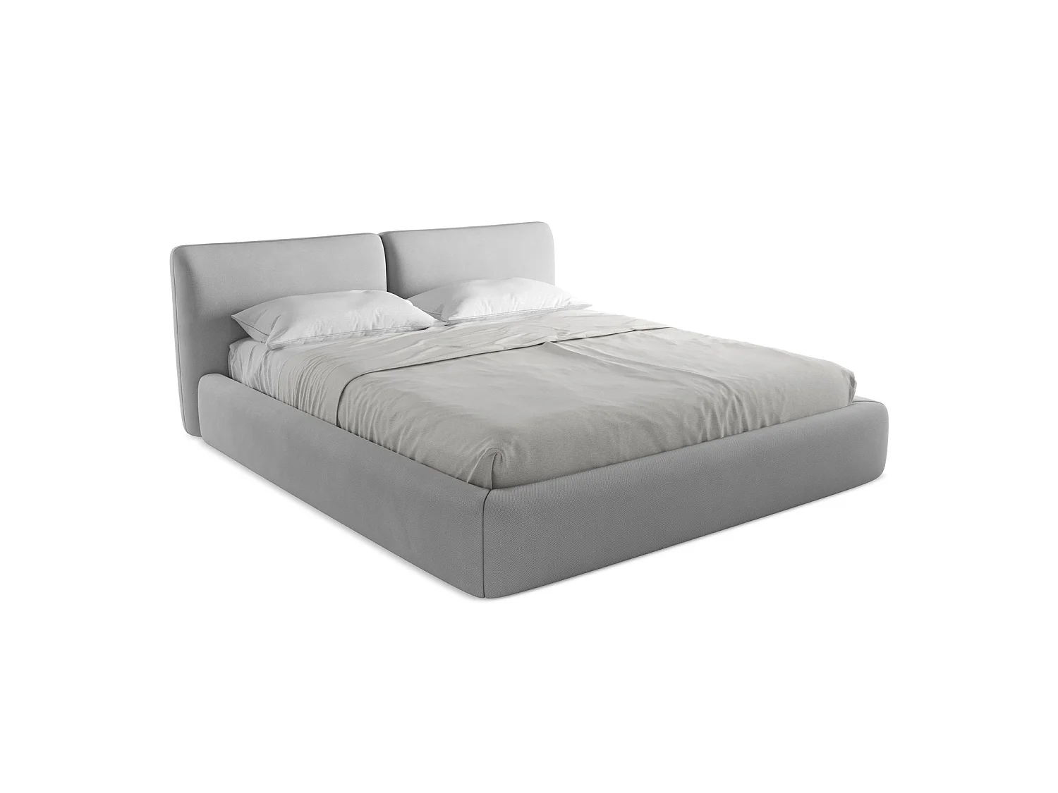 Lit coffre en tissu chenille 200 x 228 - gris clair - MILANO
