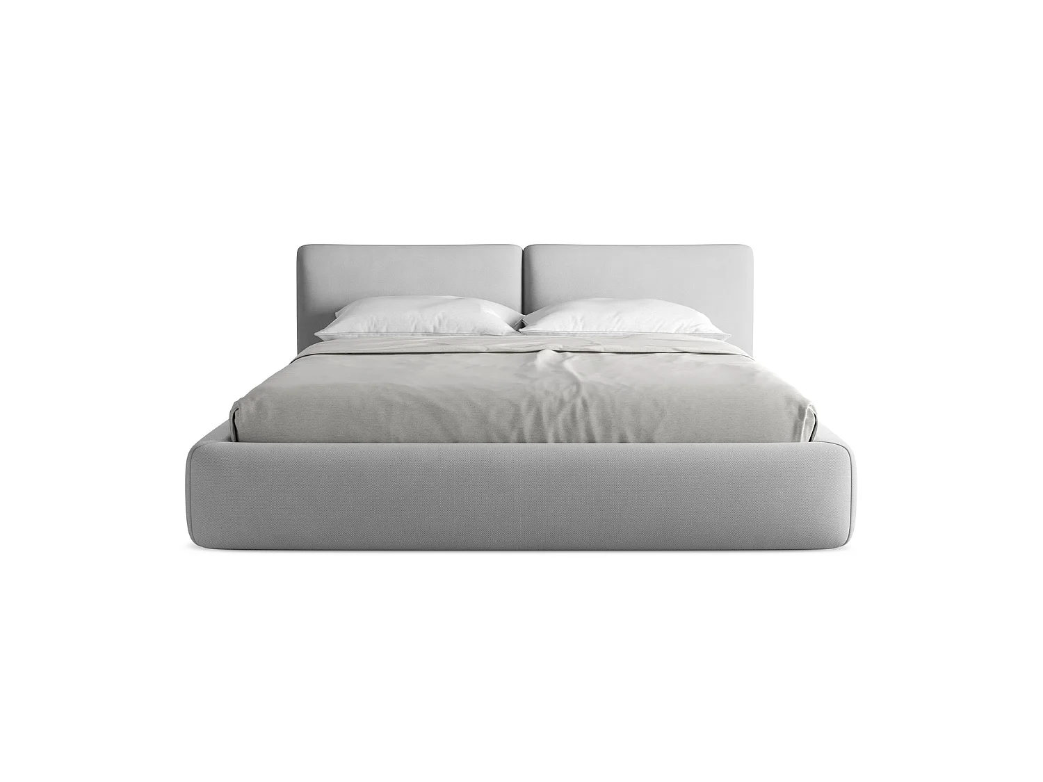 Lit coffre en tissu chenille 200 x 228 - gris clair - MILANO