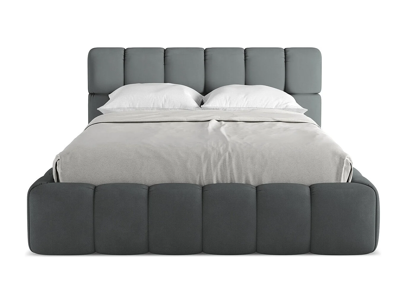 Lit coffre en tissu chenille 140 x 200 - graphite - NALU