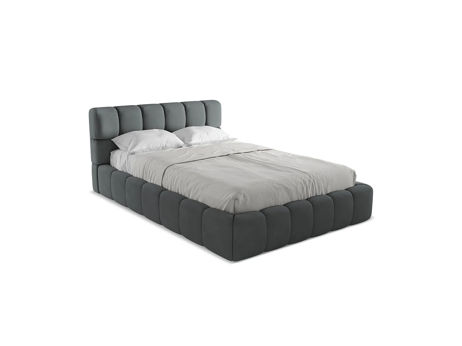 Lit coffre en tissu chenille 160 x 228 - graphite - ROMA