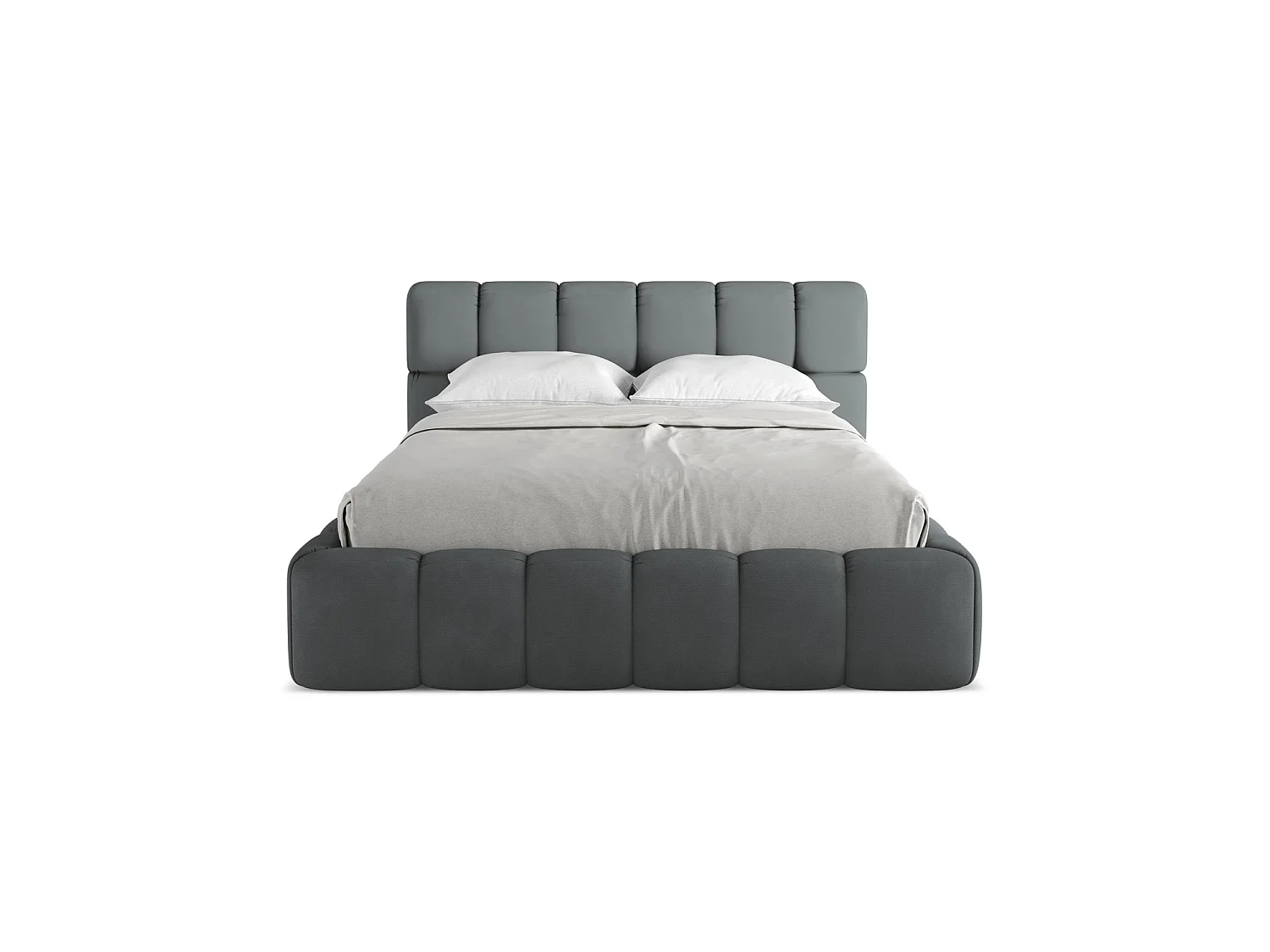 Lit coffre en tissu chenille 160 x 228 - graphite - ROMA