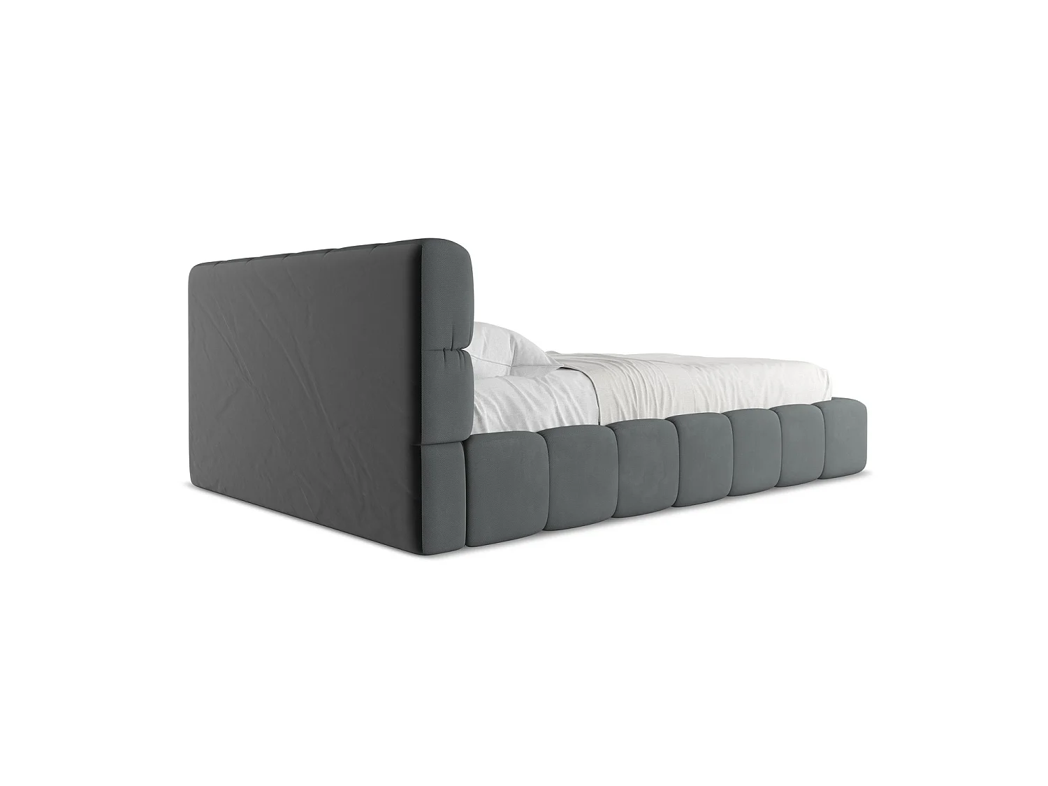 Lit coffre en tissu chenille 160 x 228 - graphite - ROMA