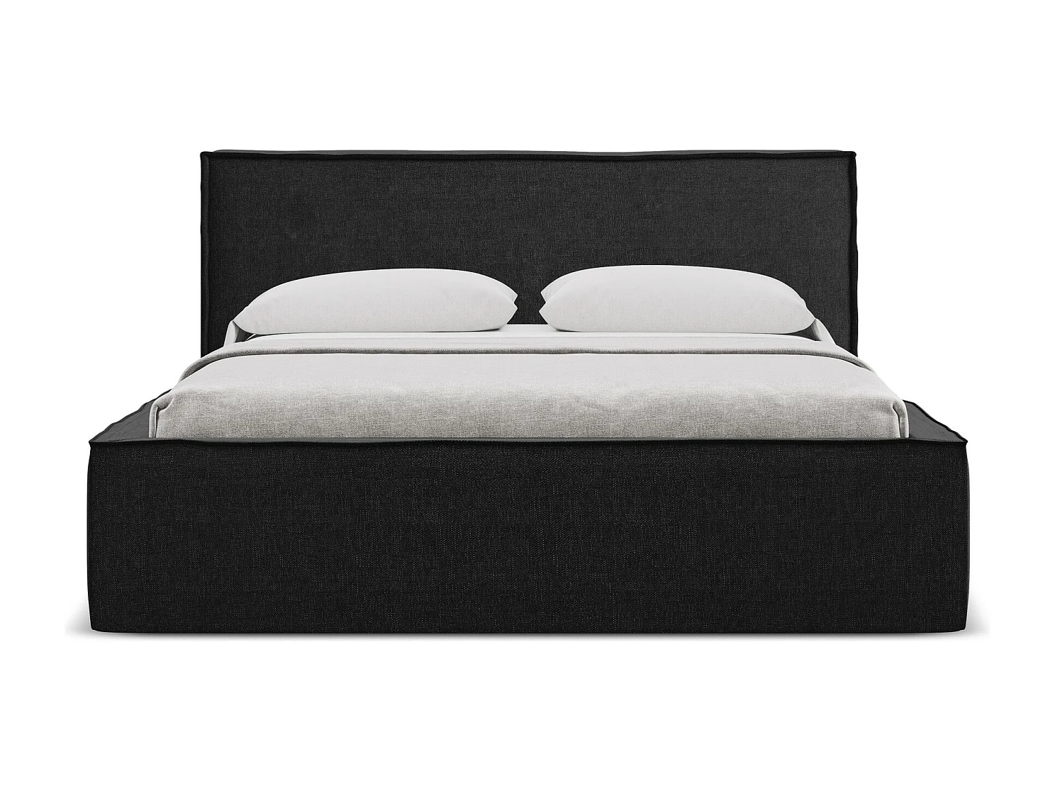 Lit coffre en tissu chenille 140 x 200 - noir - ANANI