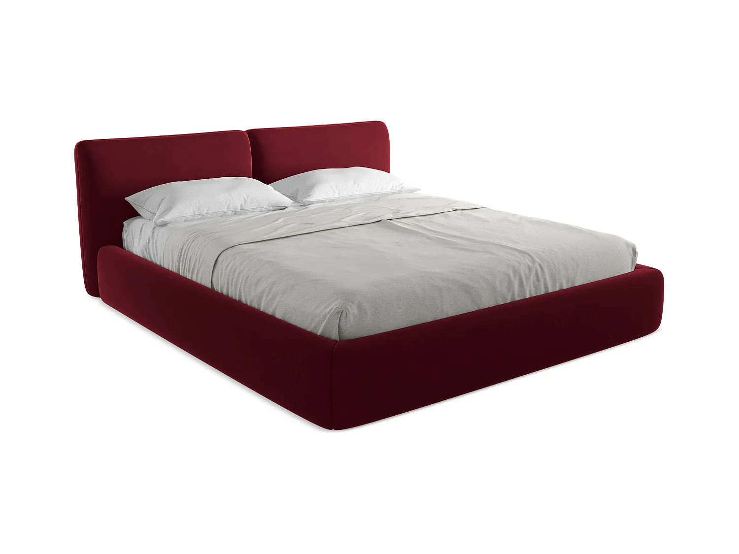 Lit coffre en velours 180 x 200 - bourgogne - HOKU