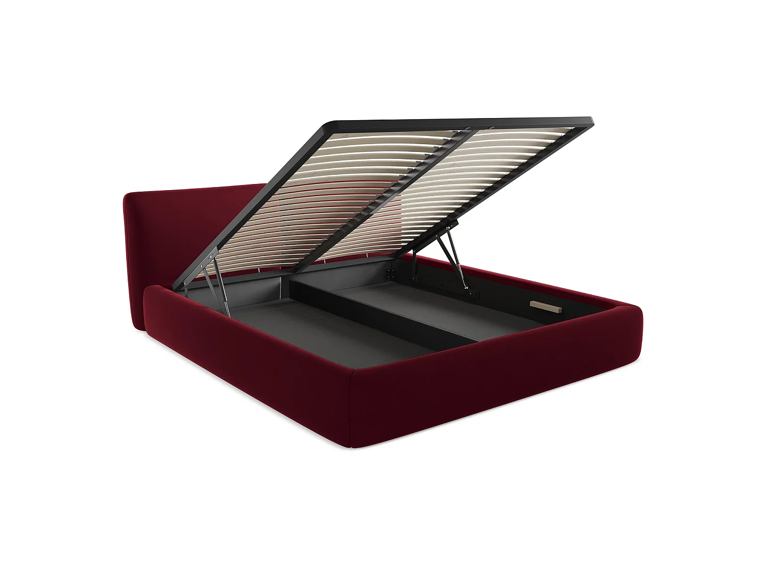 Lit coffre en velours 200 x 228 - bourgogne - MILANO