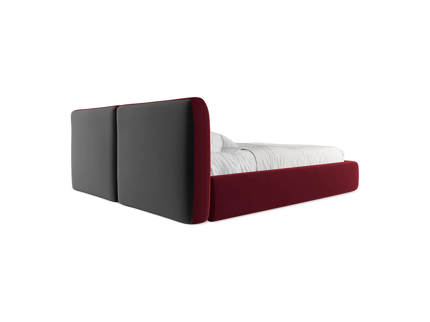Lit coffre en velours 200 x 228 - bourgogne - MILANO
