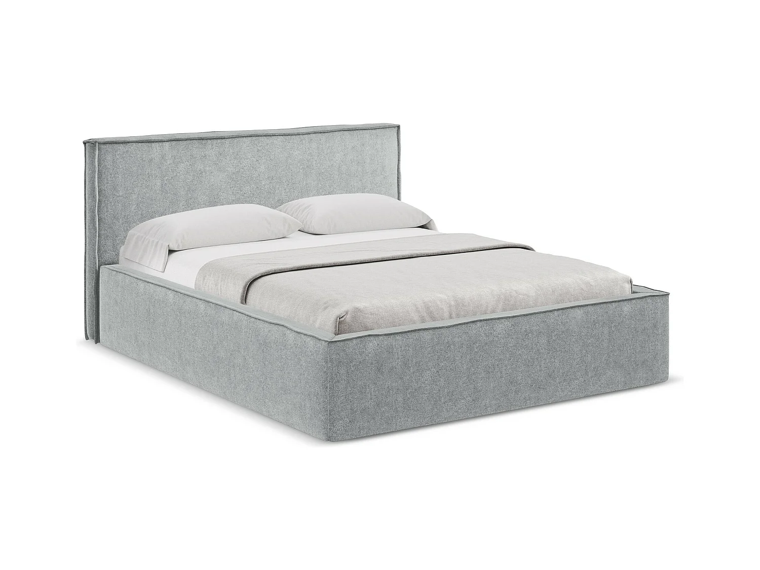 Bett mit Bettkasten - 180 x 228 - Bouclé - Silber - ANANI