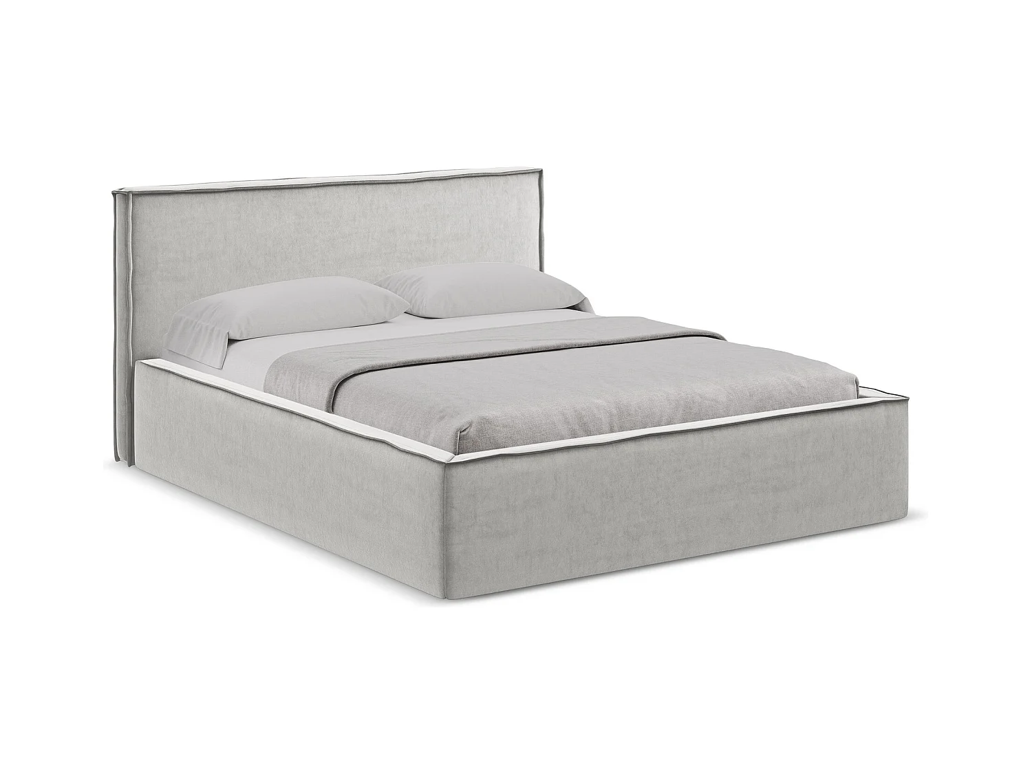 Lit coffre en velours 160 x 200 - argent - ANANI
