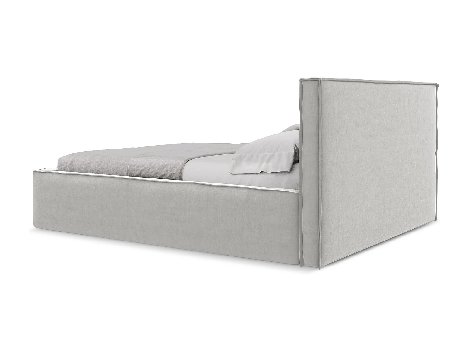 Lit coffre en velours 160 x 200 - argent - ANANI