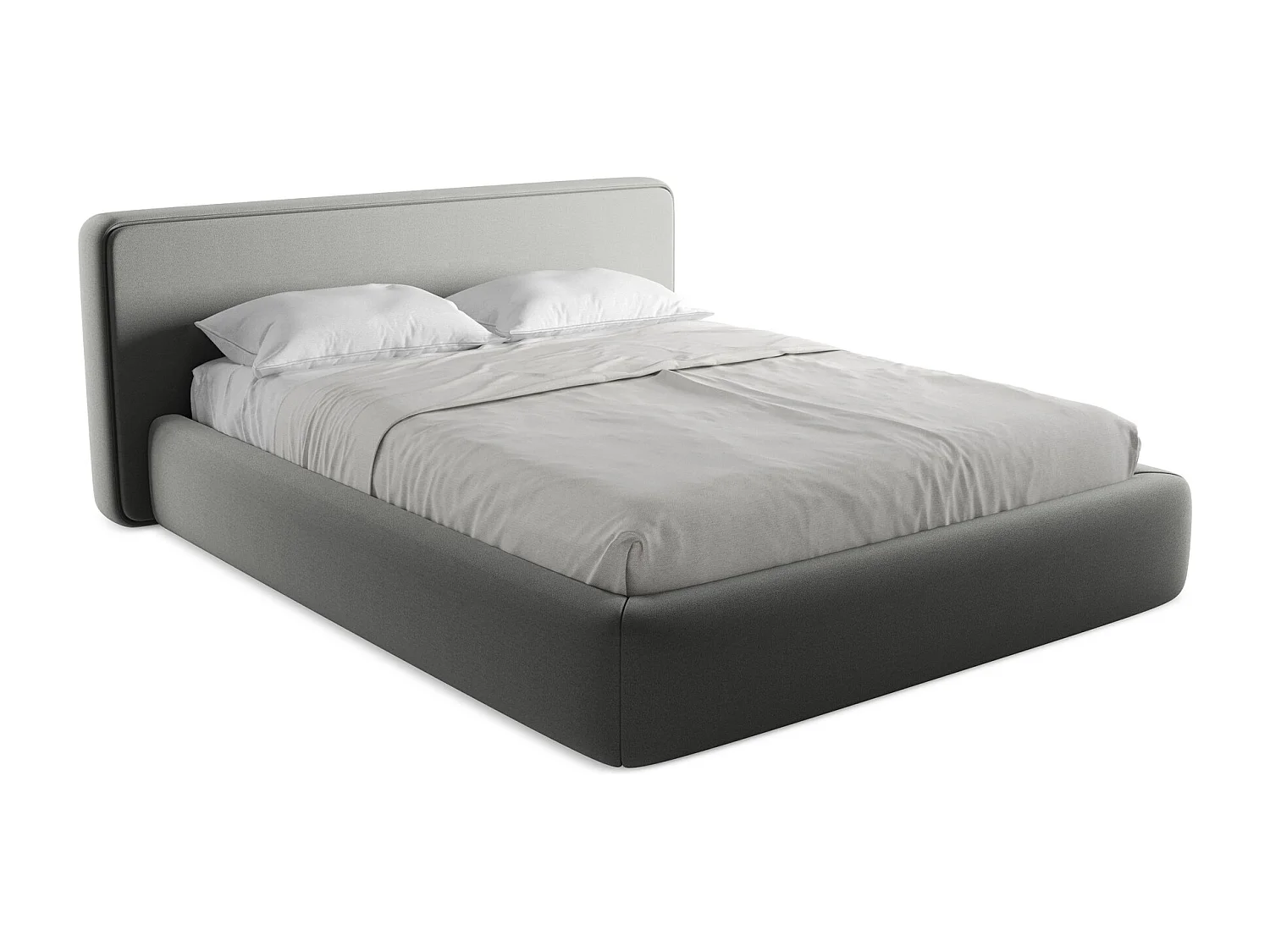 Bed met opbergruimte 200 x 225 - bouclé - grijsbeige - KIANA