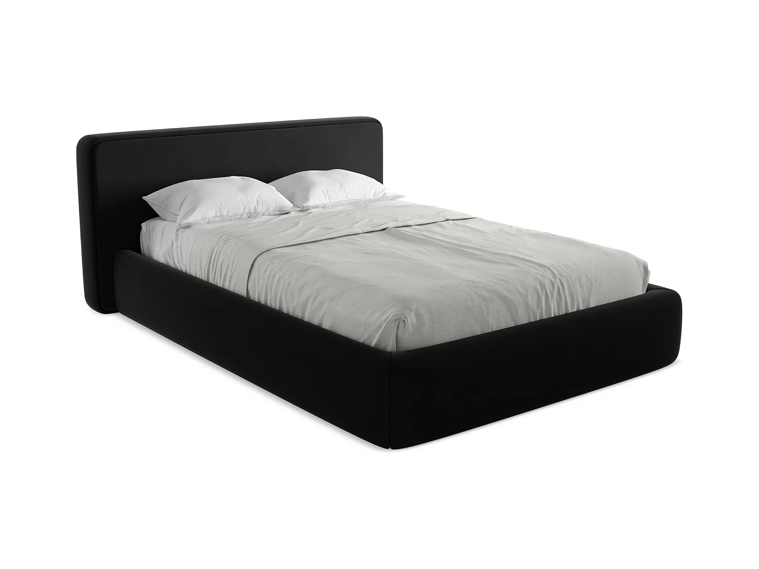 Bed met opbergruimte 180 x 225 - velours - zwart - KIANA