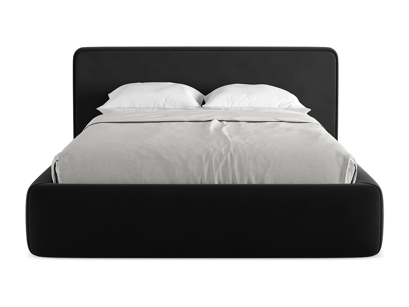 Lit coffre en velours 140 x 200 - noir - KIANA