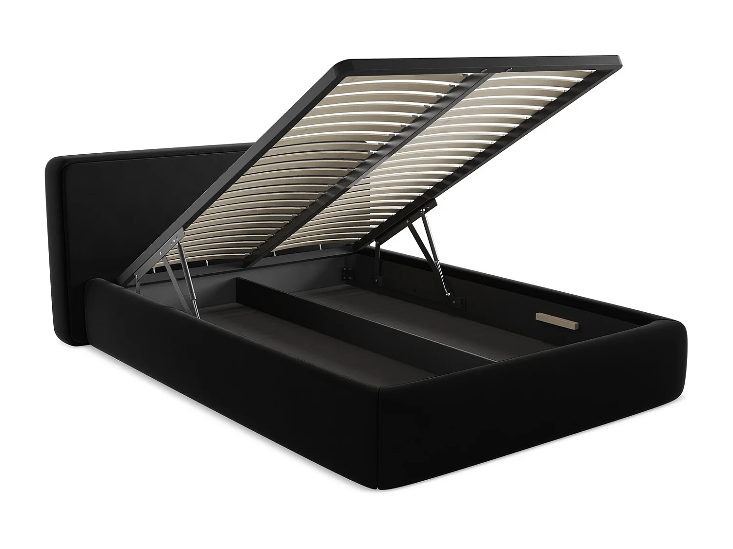 Lit coffre en velours 140 x 200 - noir - KIANA