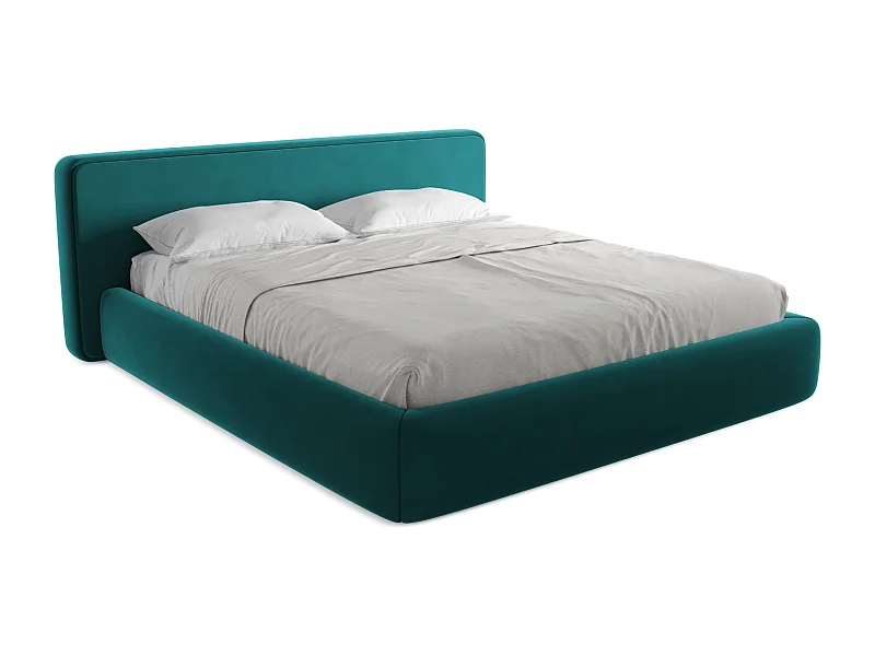 Bett mit Bettkasten - 220 x 225 - Samt - Marine - KIANA