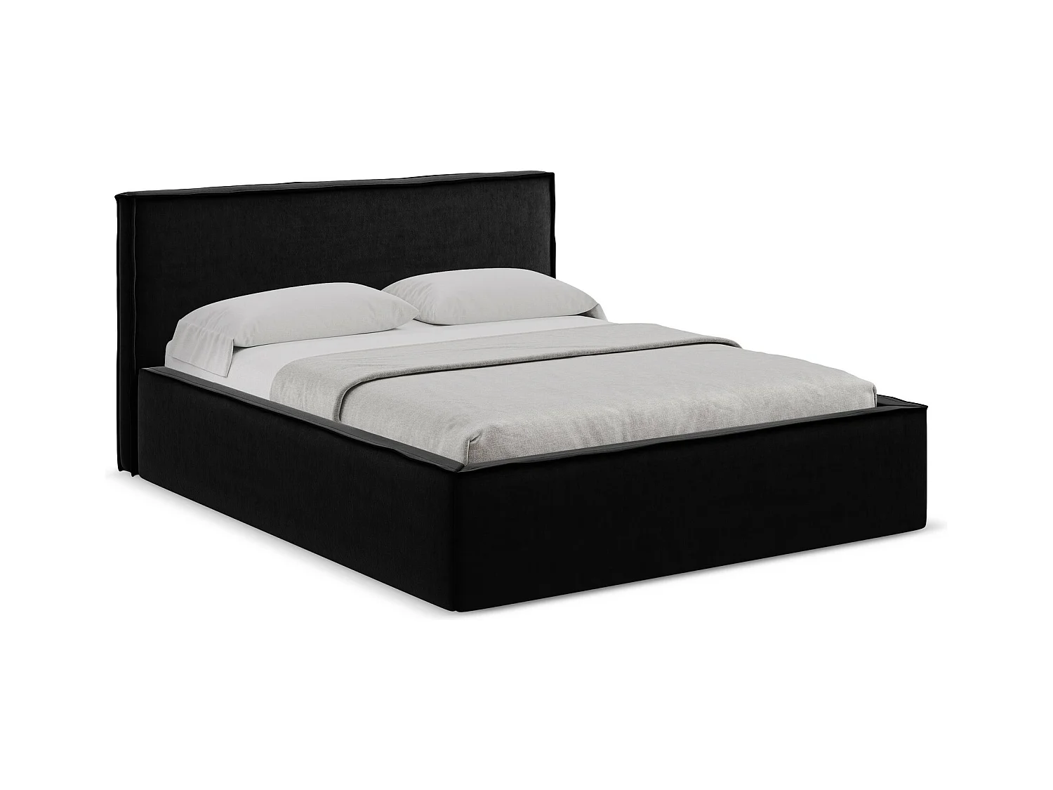 Lit coffre en velours 160 x 200 - noir - ANANI