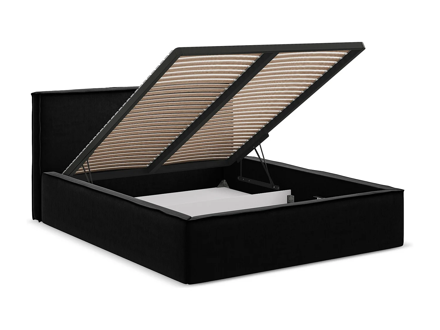 Lit coffre en velours 160 x 200 - noir - ANANI