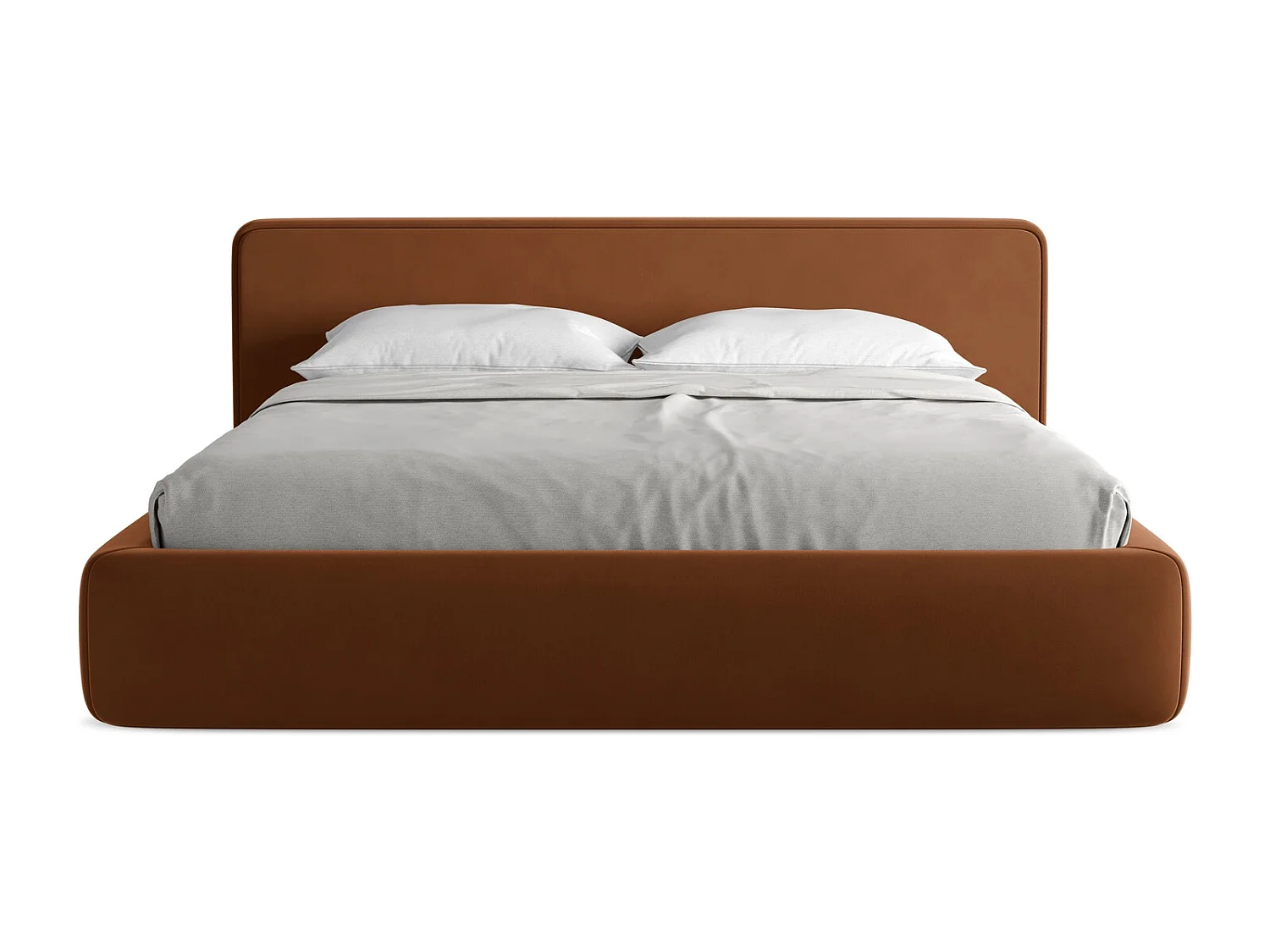 Bed met opbergruimte 220 x 225 - velours - terracotta - KIANA