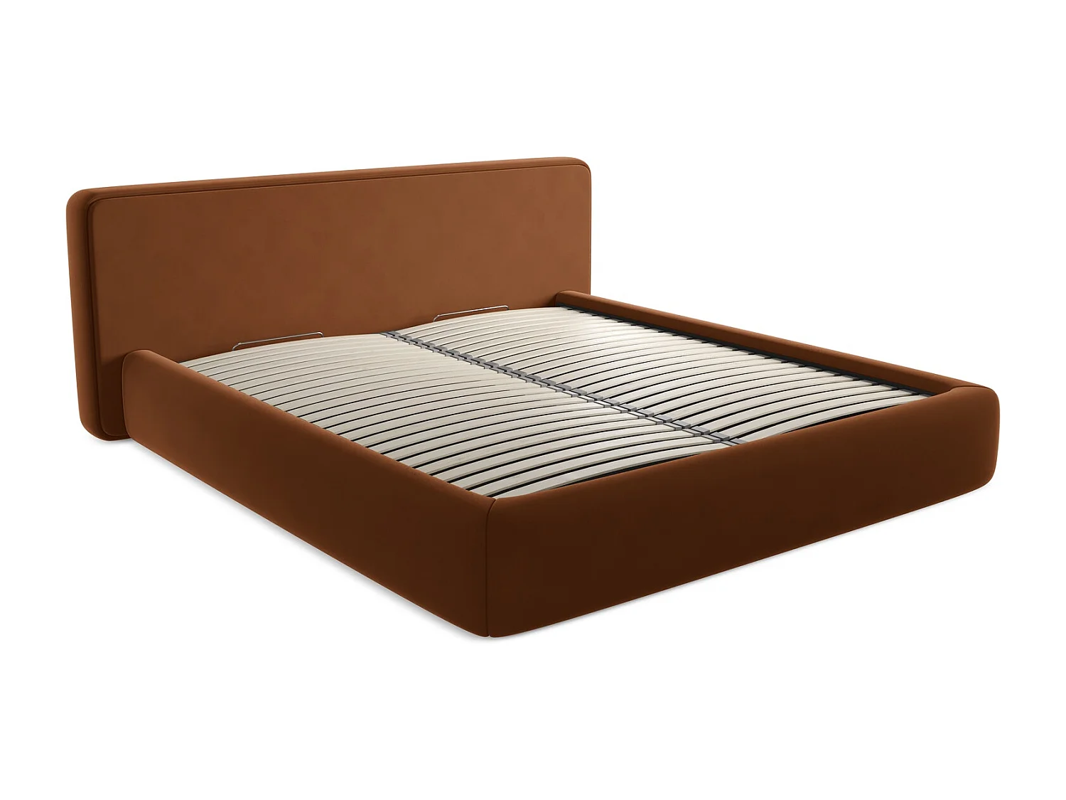 Bed met opbergruimte 220 x 225 - velours - terracotta - KIANA