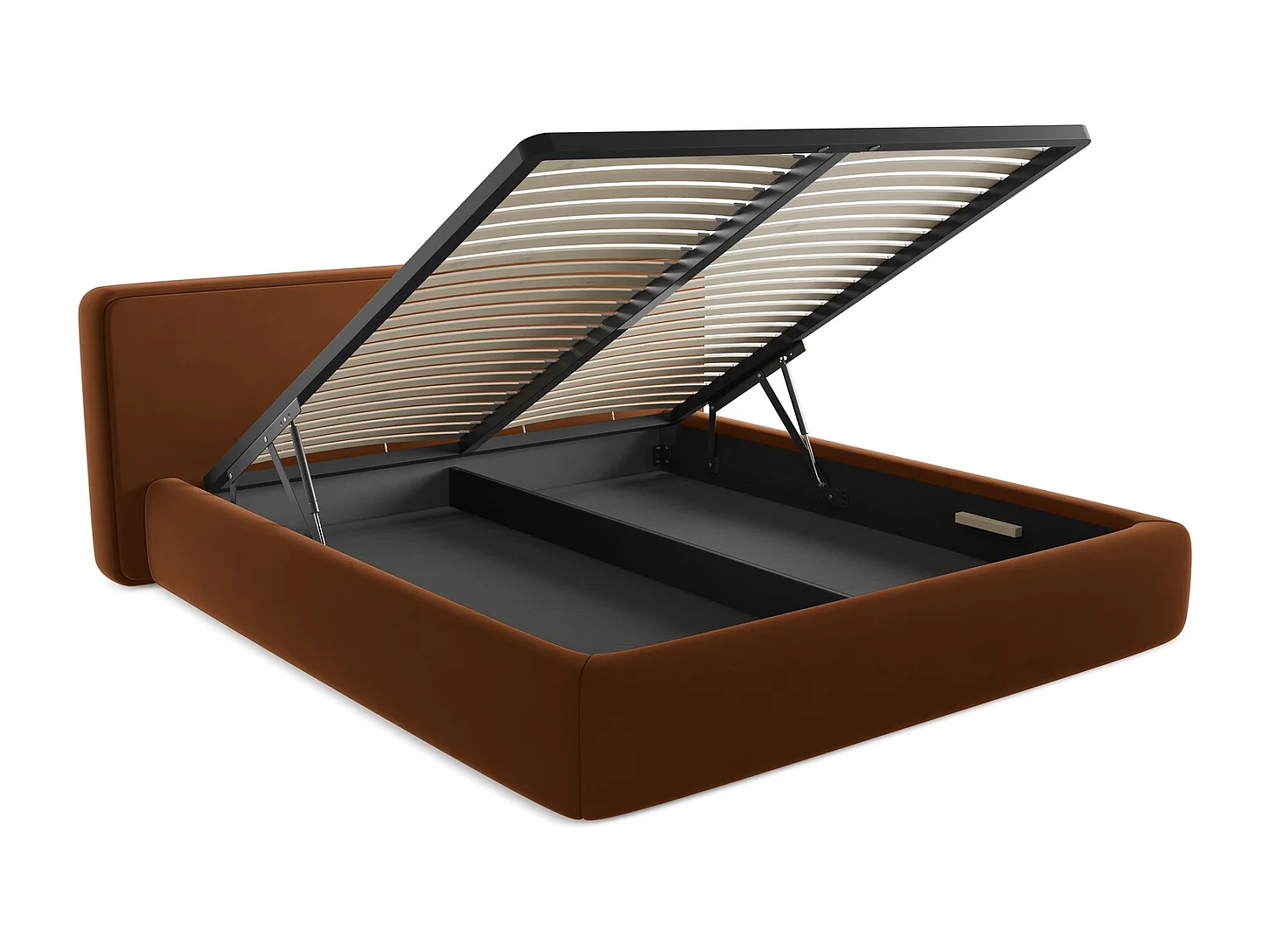 Bed met opbergruimte 220 x 225 - velours - terracotta - KIANA