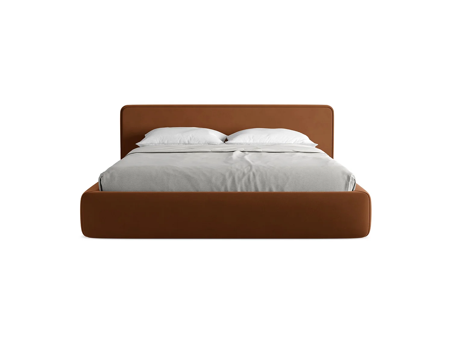 Lit coffre en velours 220 x 225 - terre cuite - FIRENZE