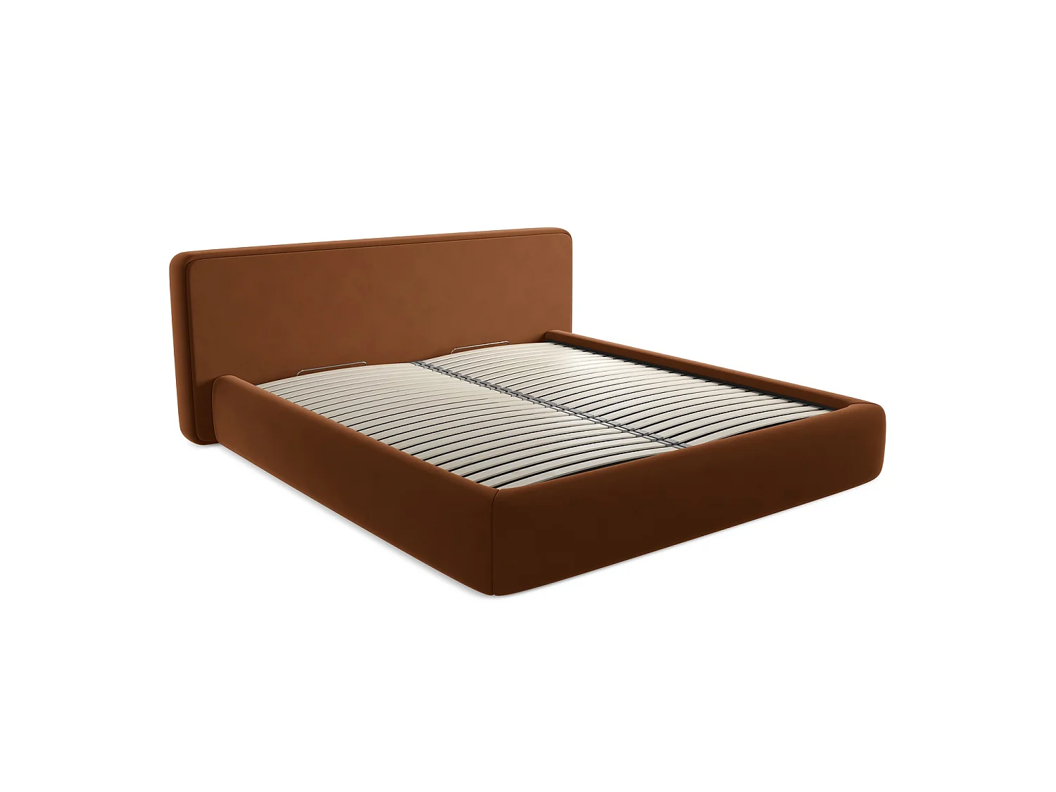 Lit coffre en velours 220 x 225 - terre cuite - FIRENZE