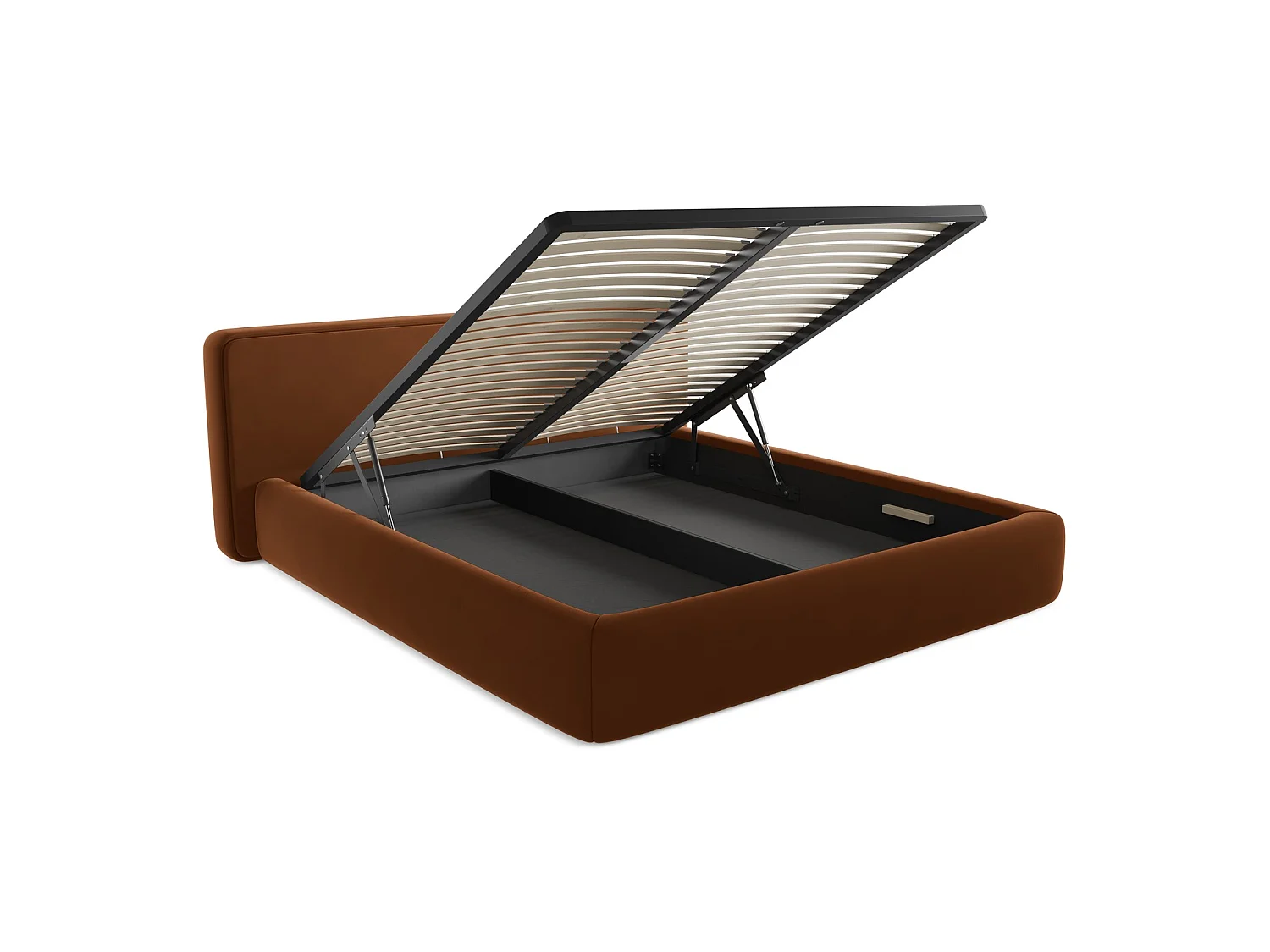 Lit coffre en velours 220 x 225 - terre cuite - FIRENZE
