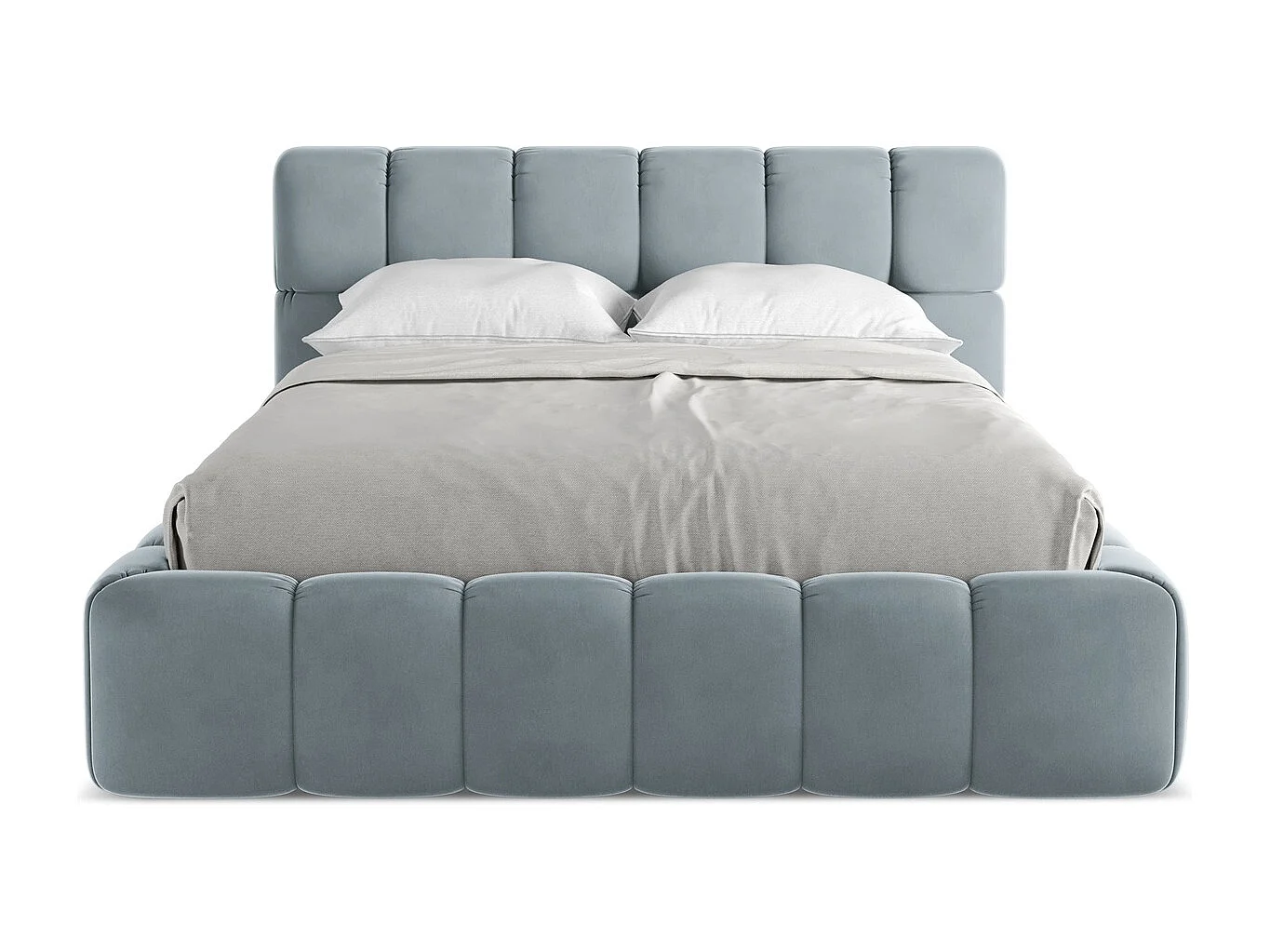 Bed met opbergruimte 160 x 228 - velours - lichtblauw - NALU