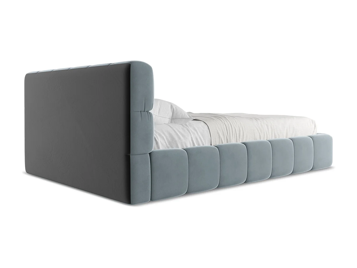 Bed met opbergruimte 160 x 228 - velours - lichtblauw - NALU