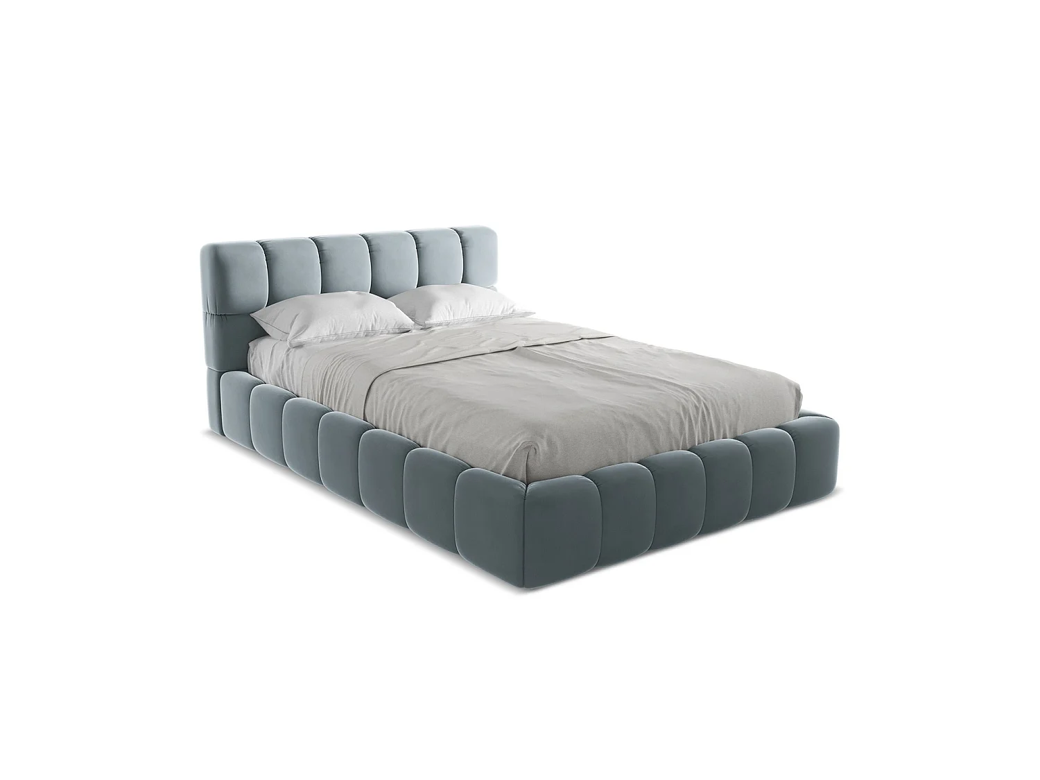 Bed met opbergruimte 160 x 228 - velours - lichtblauw - ROMA