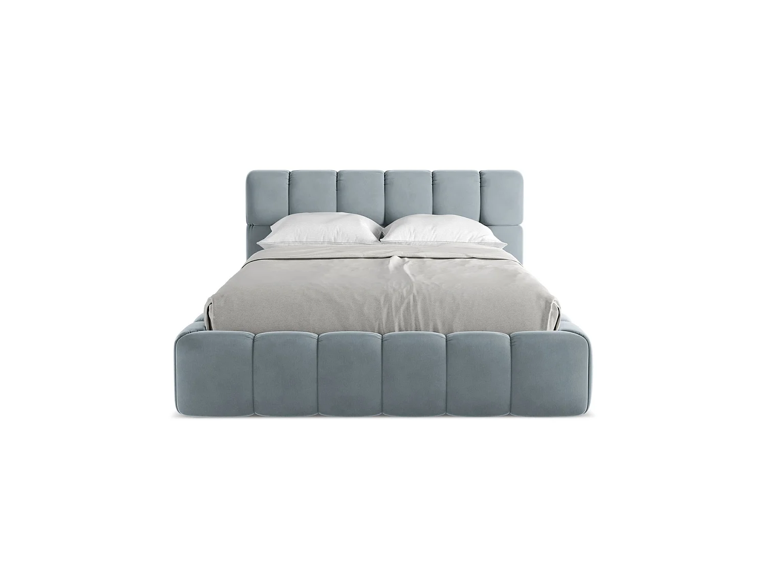 Bed met opbergruimte 160 x 228 - velours - lichtblauw - ROMA