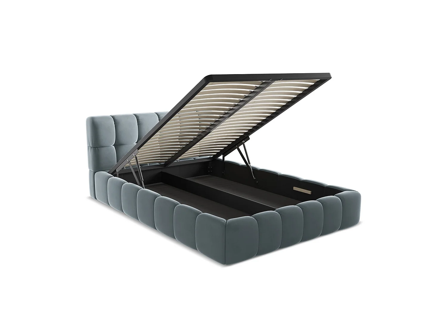 Bed met opbergruimte 160 x 228 - velours - lichtblauw - ROMA