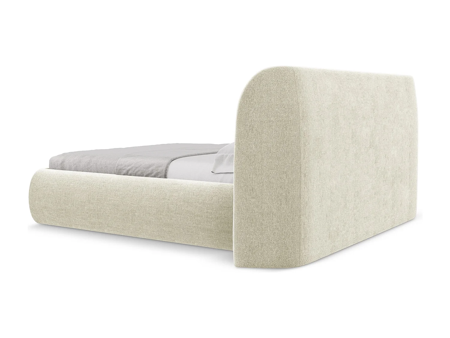 Lit coffre en tissu chenille 160 x 200 - beige - HAUKE