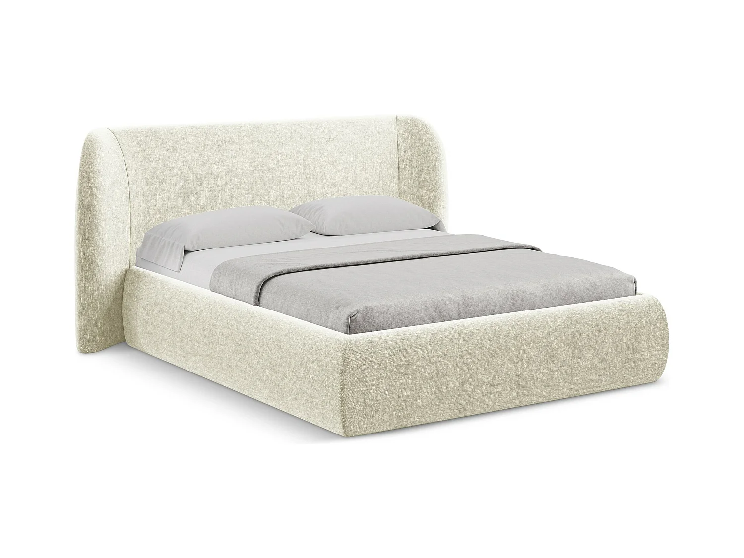 Lit coffre en tissu chenille 160 x 200 - beige - HAUKE