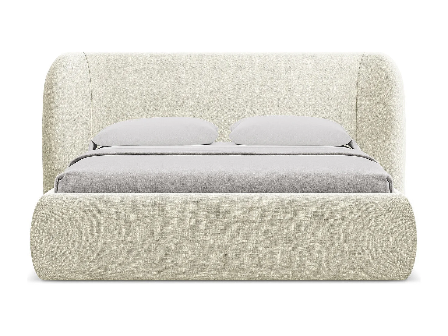 Lit coffre en tissu chenille 160 x 200 - beige - HAUKE