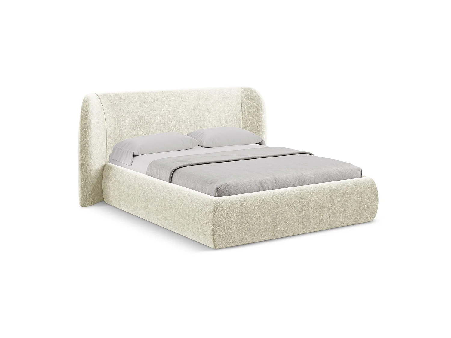 Bett mit Bettkasten - 210 x 215 - Chenille - Beige - TRIESTE
