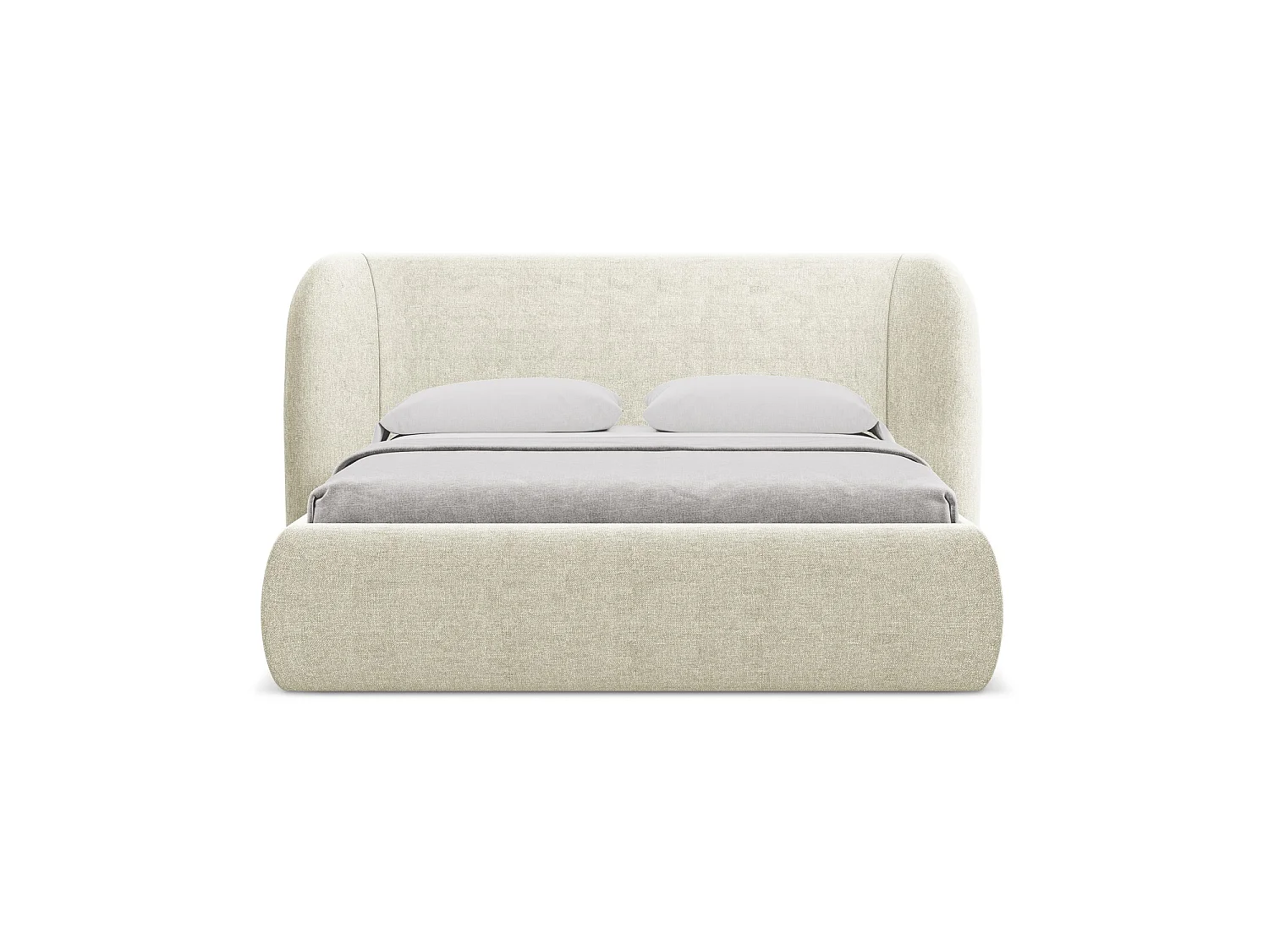 Bett mit Bettkasten - 210 x 215 - Chenille - Beige - TRIESTE