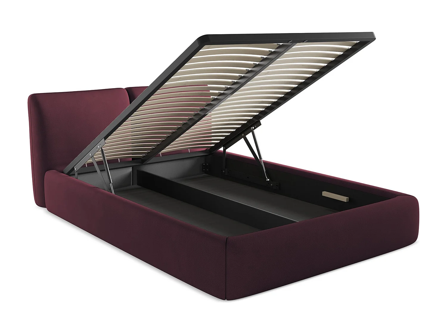 Lit coffre en tissu chenille 140 x 200 - bordeaux - HOKU