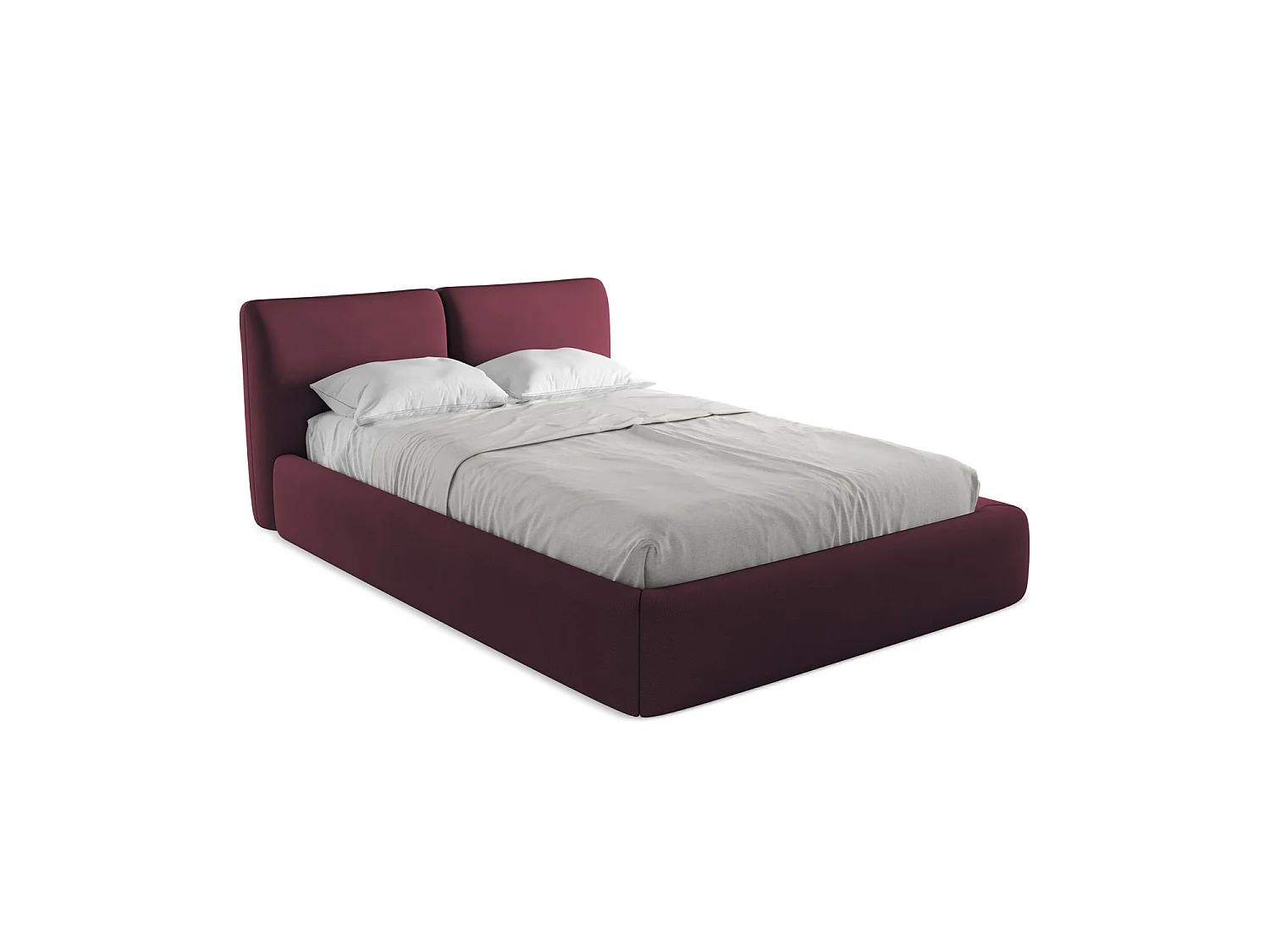 Bett mit Bettkasten - 160 x 228 - Chenille - Rotwein - MILANO