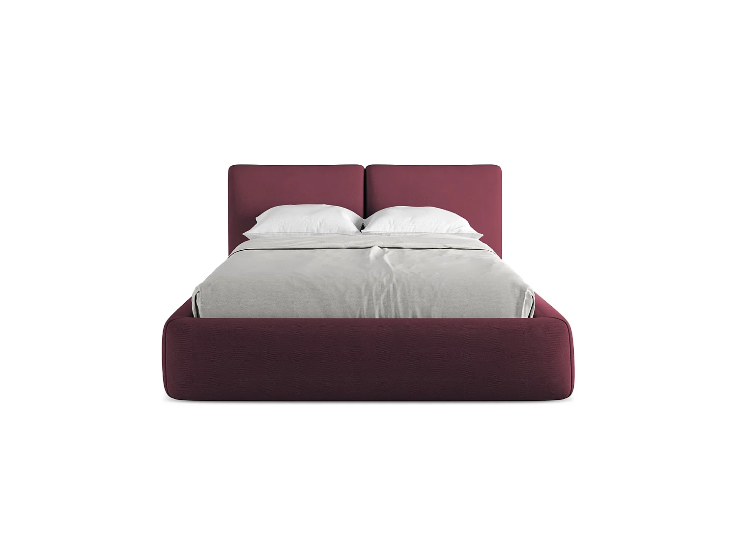 Bett mit Bettkasten - 160 x 228 - Chenille - Rotwein - MILANO