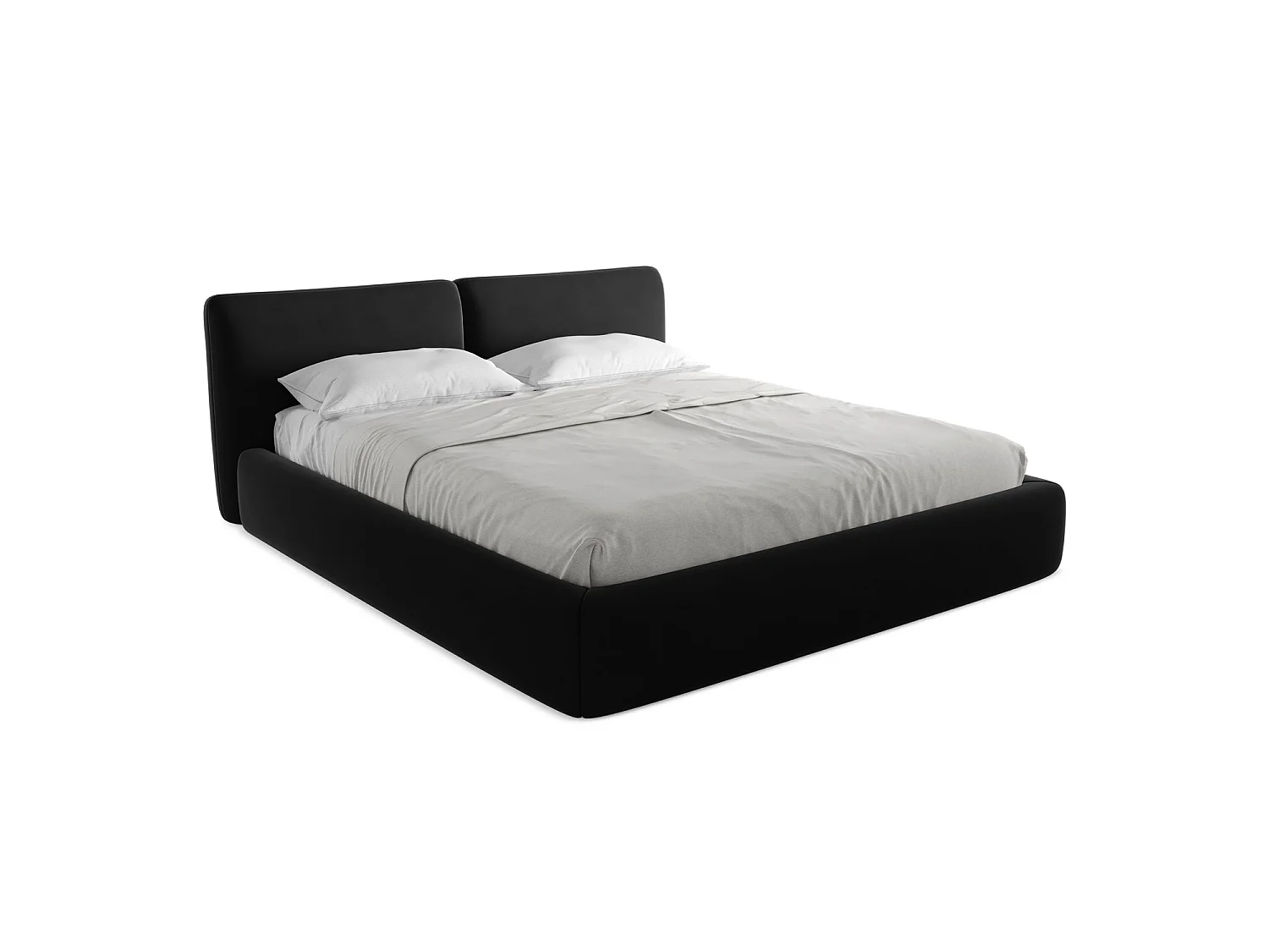 Lit coffre en velours 200 x 228 - noir - MILANO