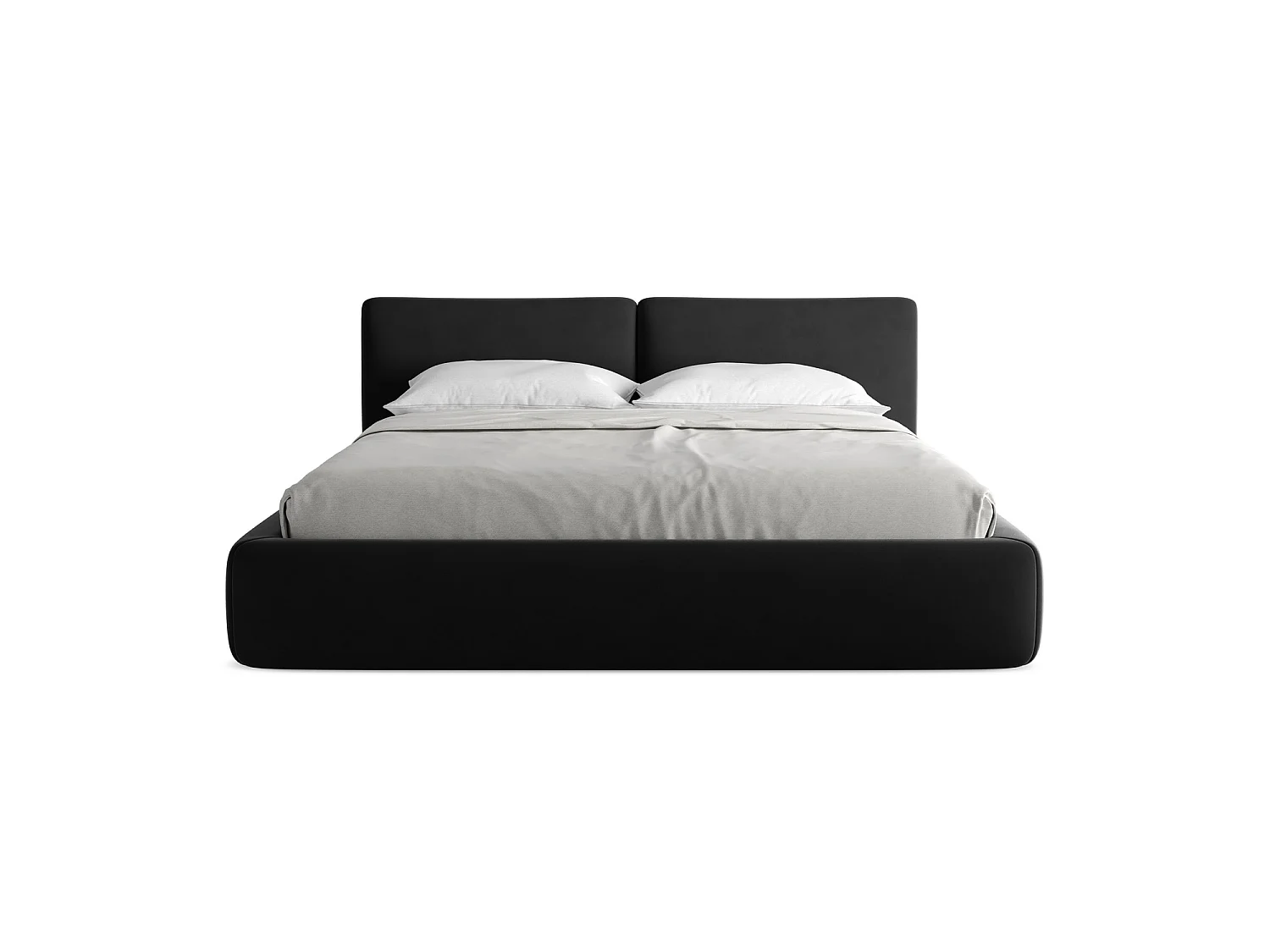 Lit coffre en velours 200 x 228 - noir - MILANO