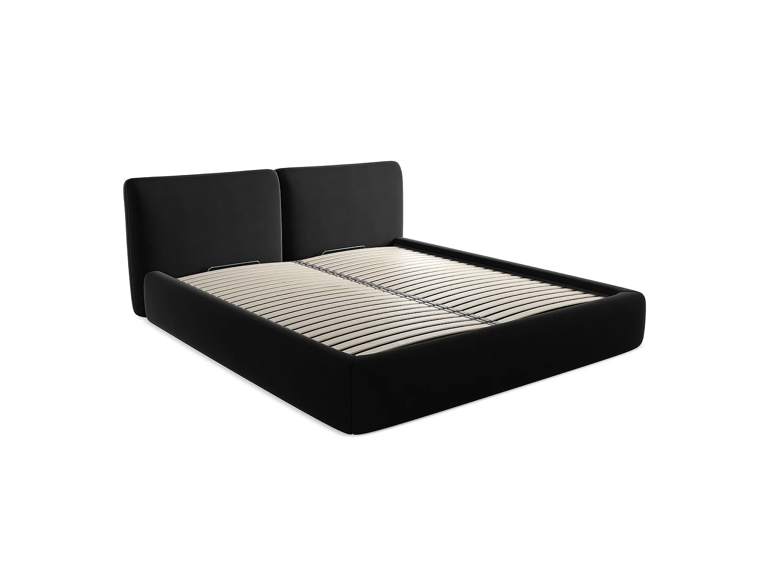 Lit coffre en velours 200 x 228 - noir - MILANO