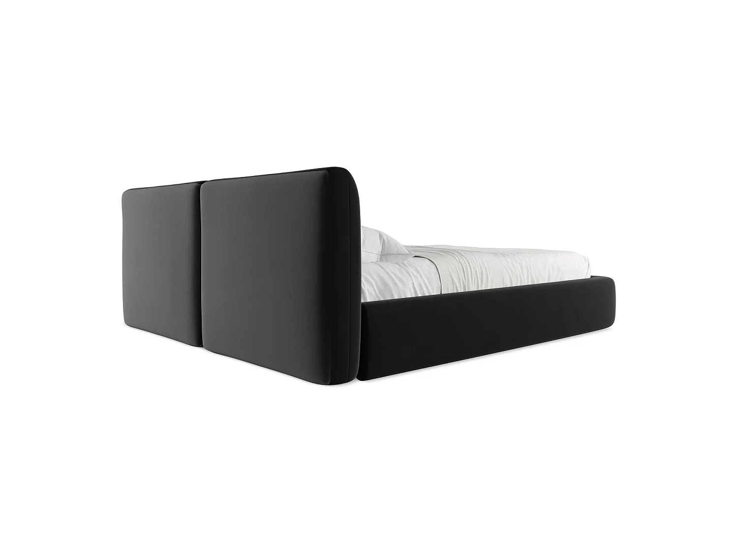 Lit coffre en velours 200 x 228 - noir - MILANO