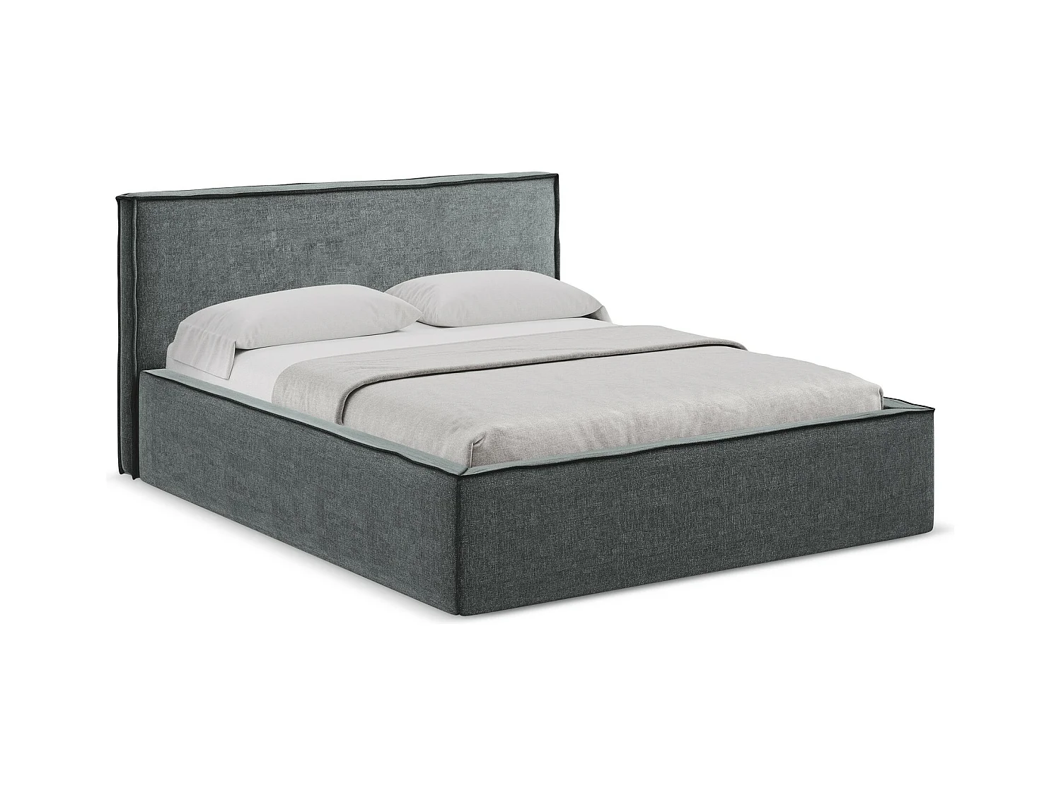 Bed met opbergruimte 180 x 228 - chenille stof - grafiet - ANANI