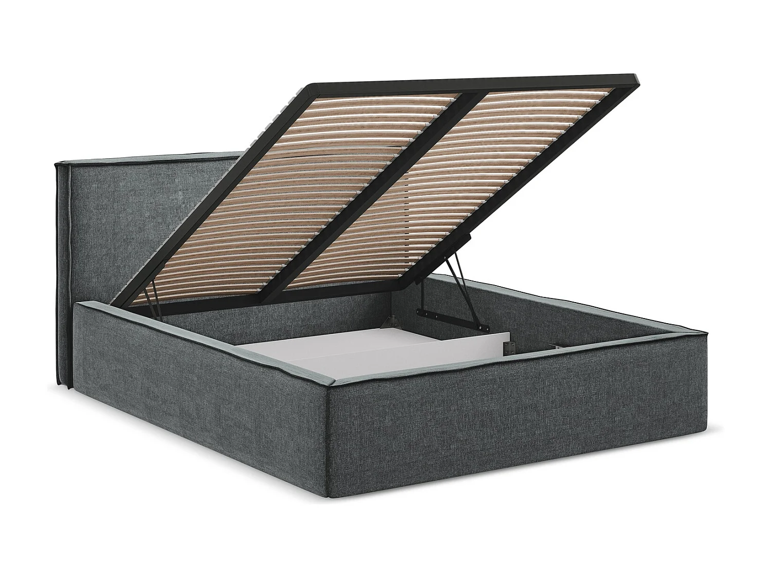 Lit coffre en tissu chenille 160 x 200 - graphite - ANANI