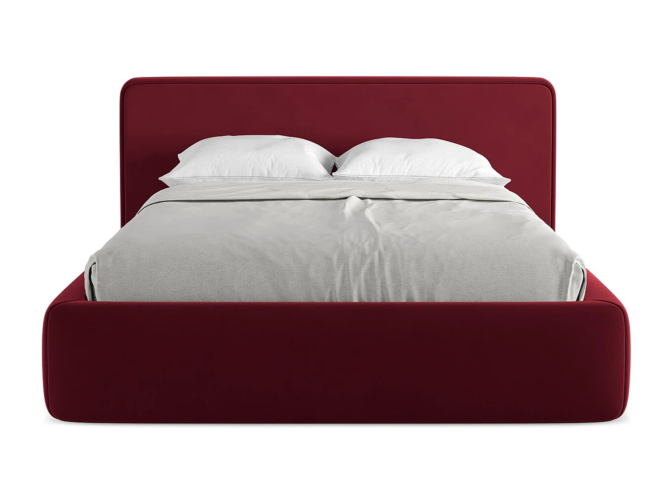 Lit coffre en velours 140 x 200 - bourgogne - KIANA